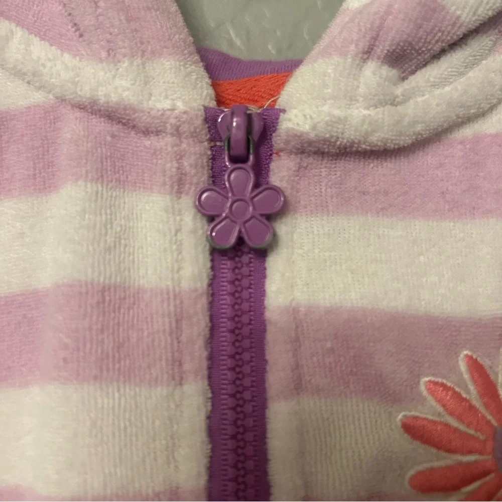 Disney Rapunzel purple and white striped shorts romper terry swim cover up 5/6
